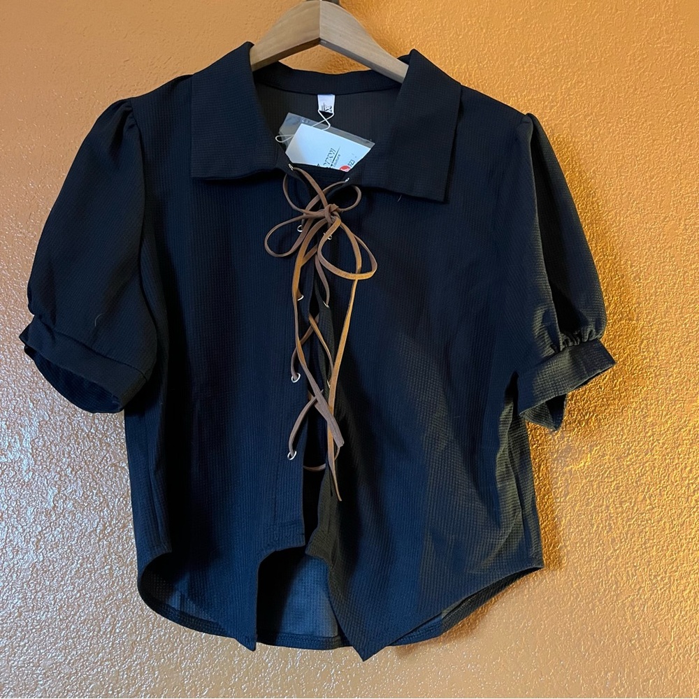 Super Fun Lace Up Top NWT